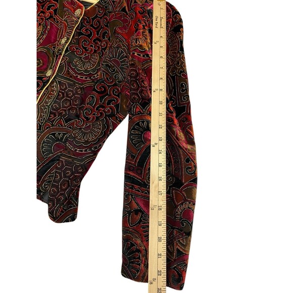 Vintage Another Thyme Jacket Women's M Paisley Velvet Brocade Button Made USA - Picture 10 of 10